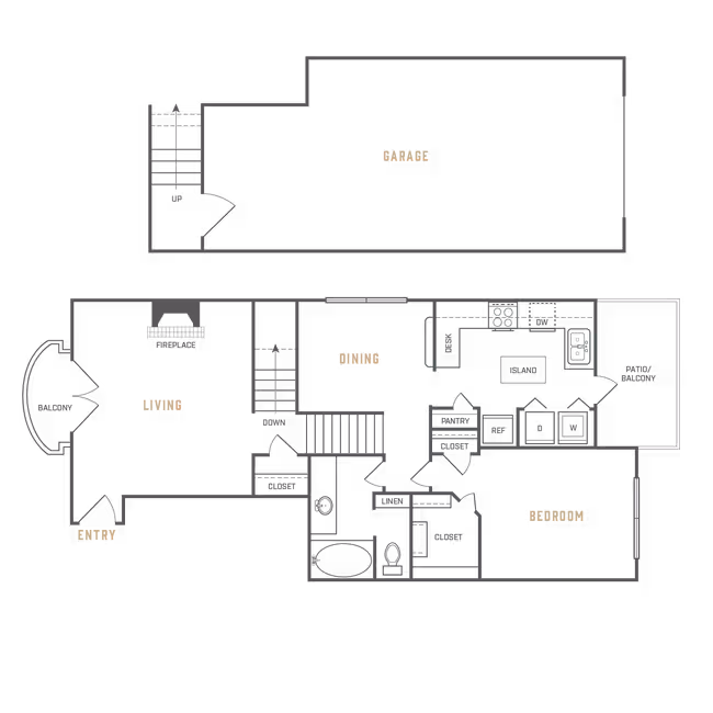 A4 Townhome Renovated 611 floor plan